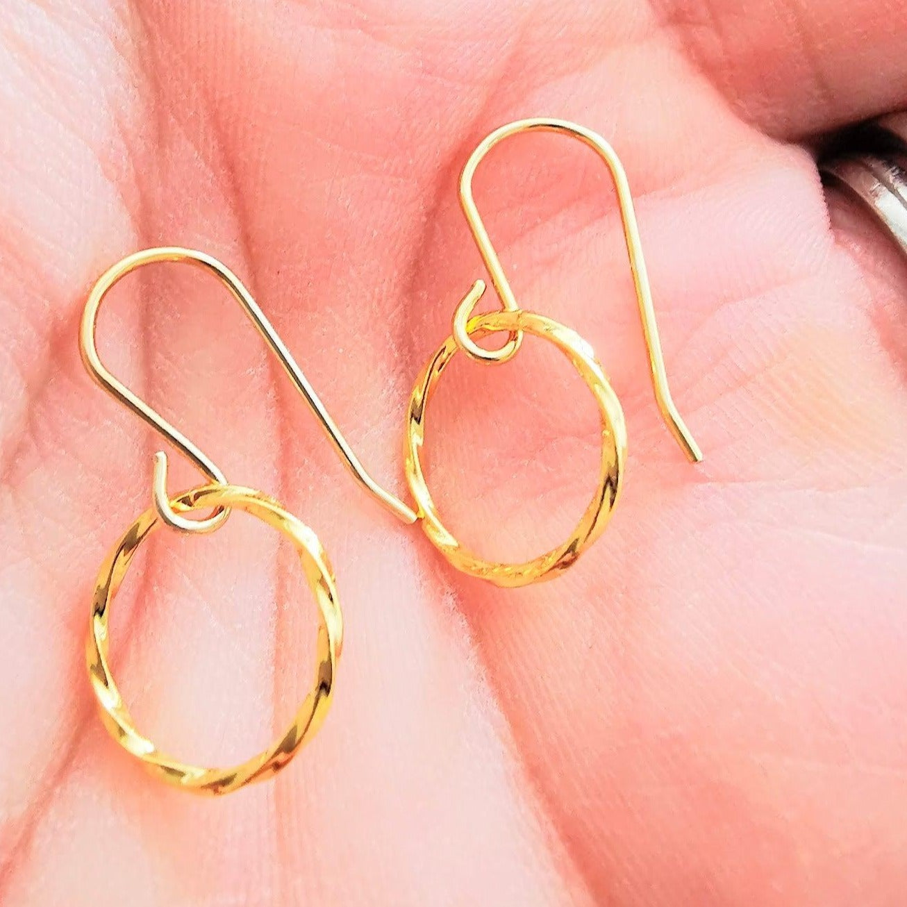 Gold Twisted Circle Earrings - SKU 889 - Sophellie Jewellery