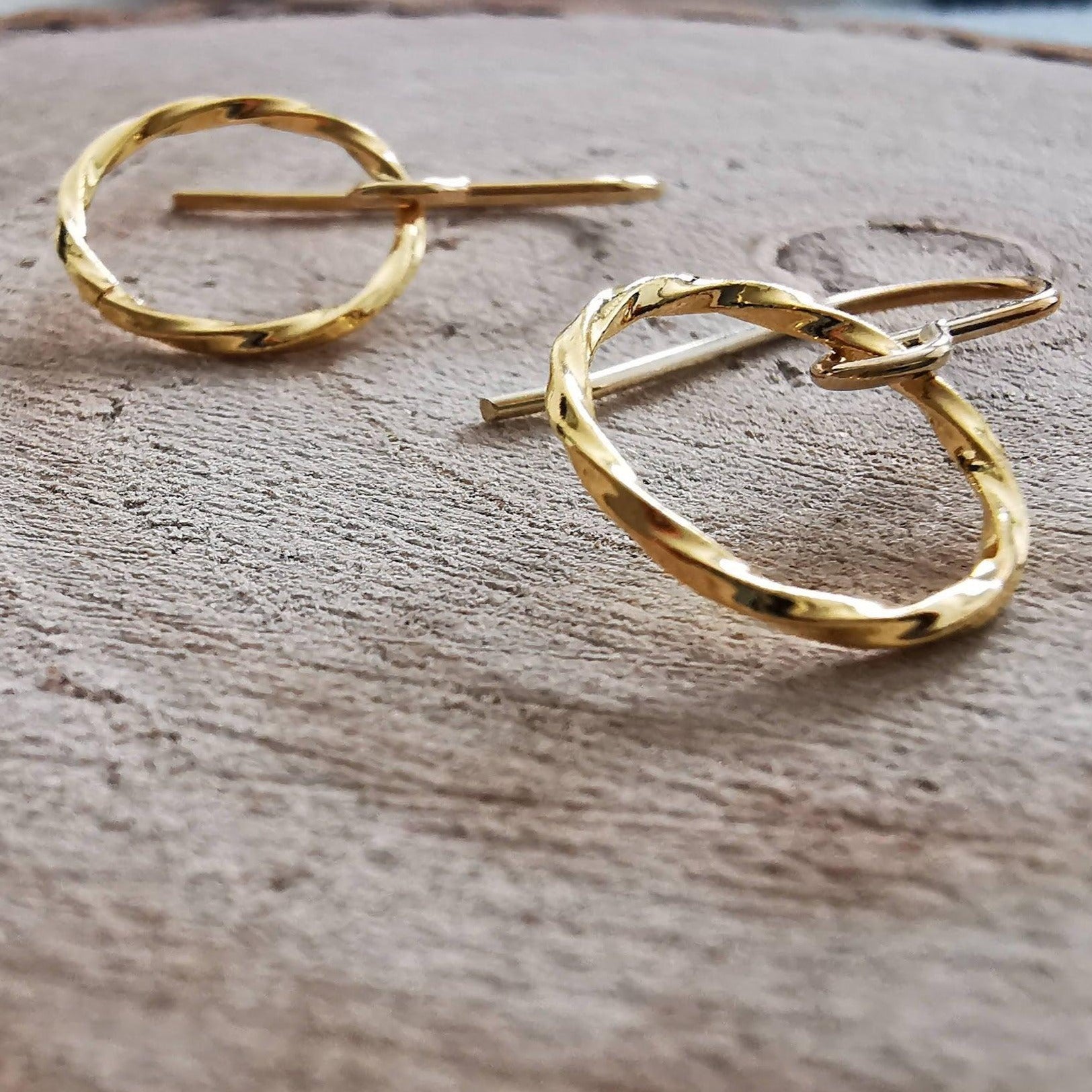 Gold Twisted Circle Earrings - SKU 889 - Sophellie Jewellery