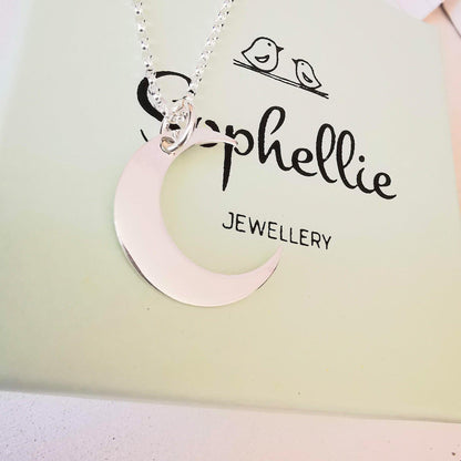 Sterling Silver Crescent Moon Necklace - SKU 967 - Sophellie Jewellery