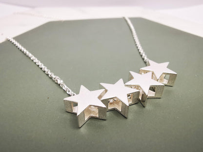 Sterling Silver Four Star Pendant Necklace - SKU 392 - Sophellie Jewellery