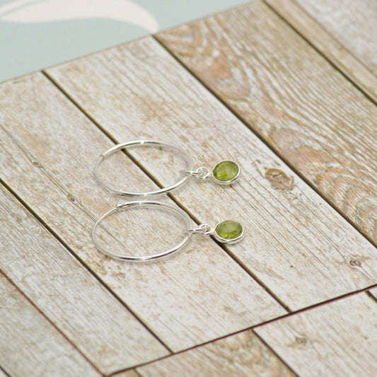 Sterling Silver Peridot Hoop Earrings - SKU 075 - Sophellie Jewellery