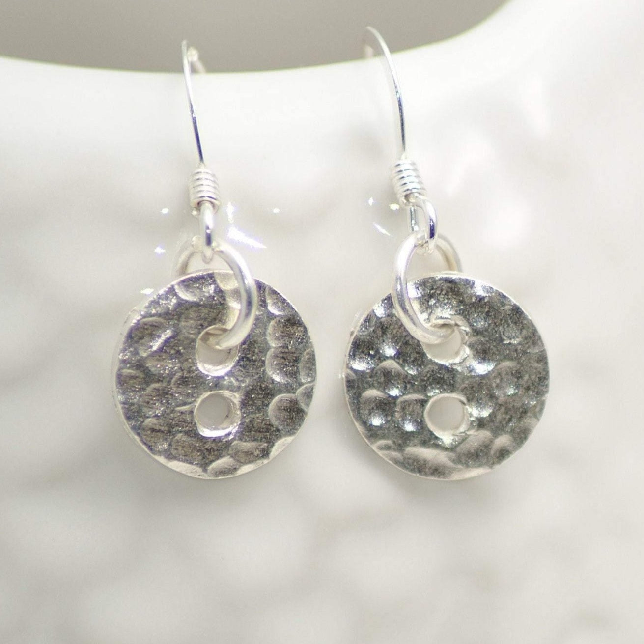 Sterling Silver Button Drop Earrings - SKU 002 - Sophellie Jewellery