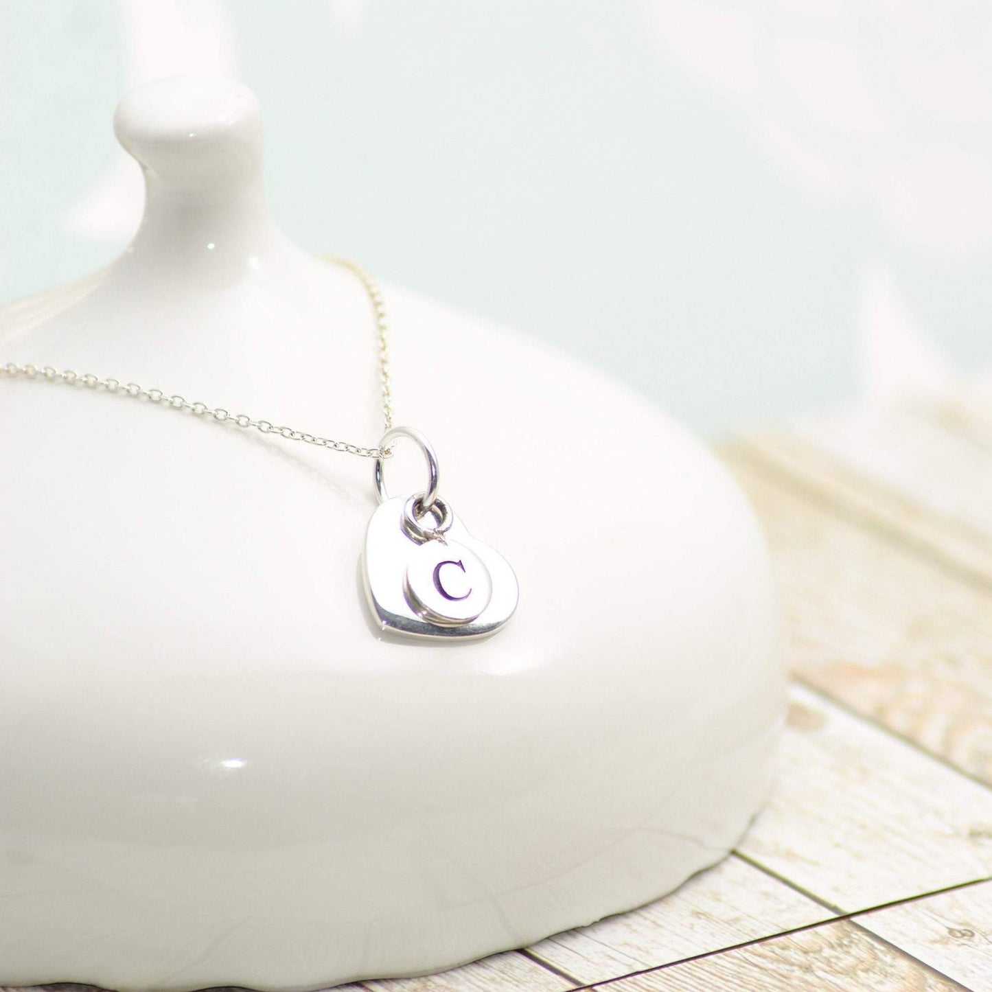 Sterling Silver Personalised Heart Necklace - SKU 079 - Sophellie Jewellery