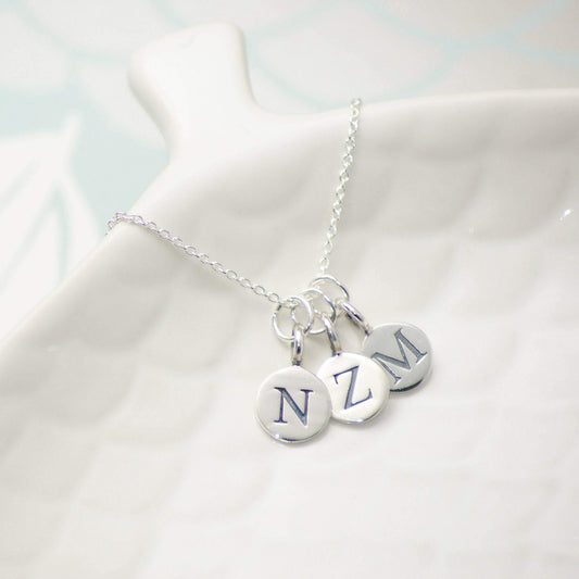 Sterling Silver Three Initial Pendant Necklace - SKU 049 - Sophellie Jewellery