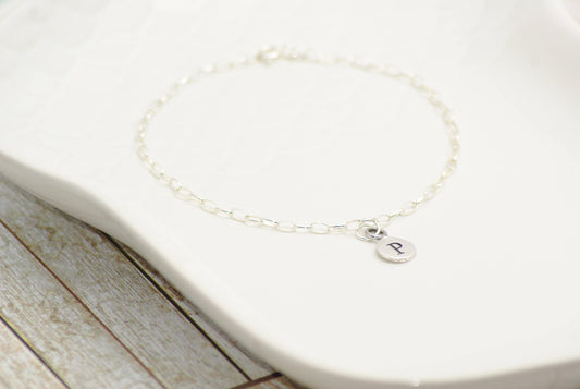 Sterling Silver Personalised Initial Bracelet - SKU 014 - Sophellie Jewellery