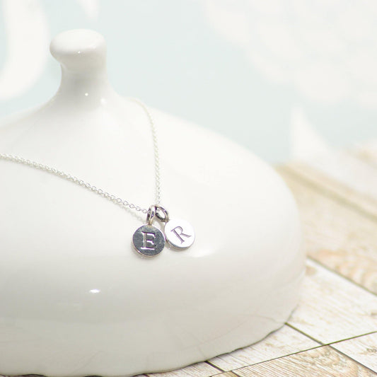 Sterling Silver Double Initial Necklace - SKU 033 - Sophellie Jewellery