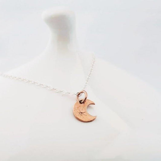 Rose Gold Crescent Moon Pendant Necklace - SKU 201 - Sophellie Jewellery