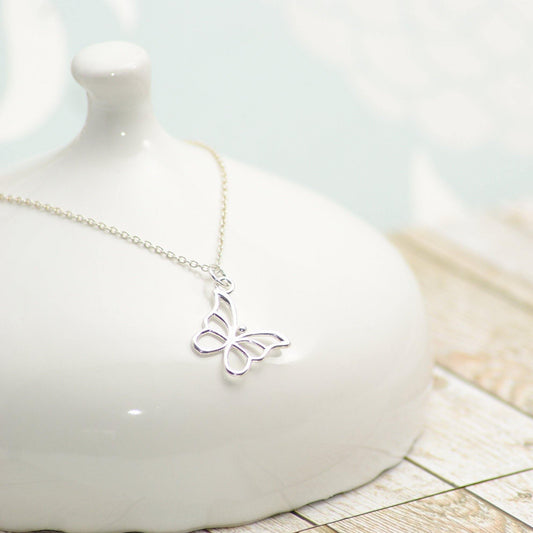 Sterling Silver Butterfly Pendant Necklace - SKU 047 - Sophellie Jewellery