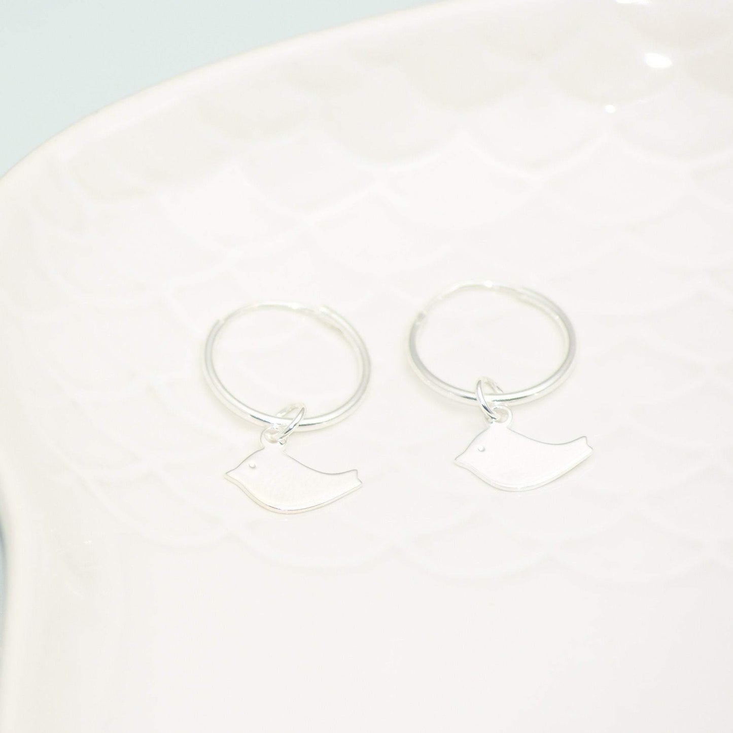 Sterling Silver Bird Hoop Earrings - SKU 053 - Sophellie Jewellery