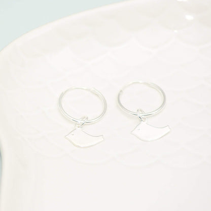 Sterling Silver Bird Hoop Earrings - SKU 053 - Sophellie Jewellery