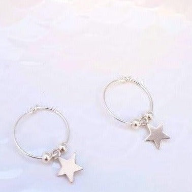 Sterling Silver Star Hoop Earrings - SKU 212 - Sophellie Jewellery