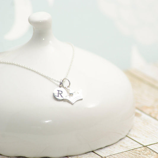 Sterling Silver Personalised Crown Necklace - SKU 139 - Sophellie Jewellery