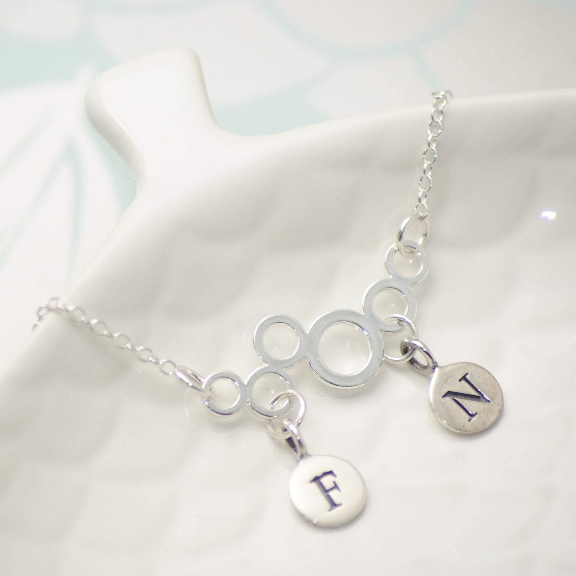 Sterling Silver Personalised Bubble Necklace - SKU 205 - Sophellie Jewellery