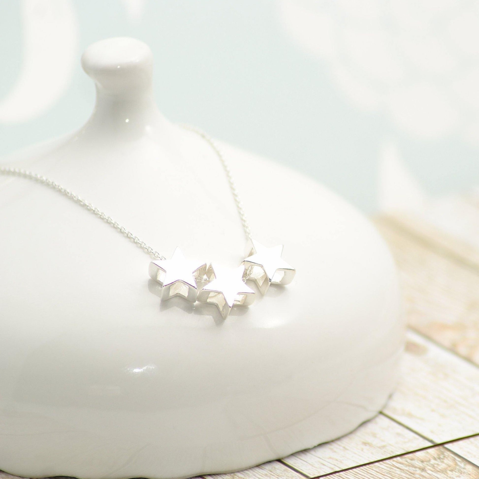 Sterling Silver Triple Star Necklace - SKU 136 - Sophellie Jewellery