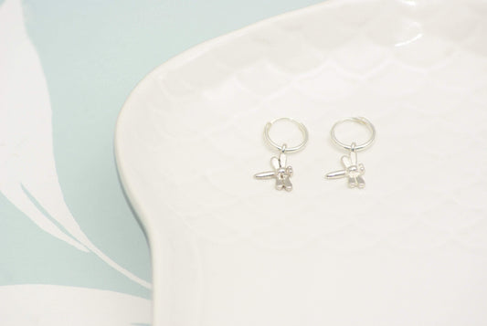 Sterling Silver Dragonfly Hoop Drop Earrings - SKU 008 - Sophellie Jewellery