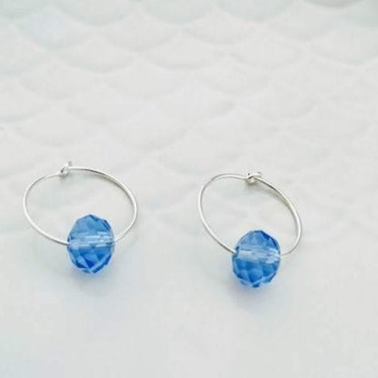 Sterling Silver Crystal Hoop Earrings - SKU 1087 - Sophellie Jewellery