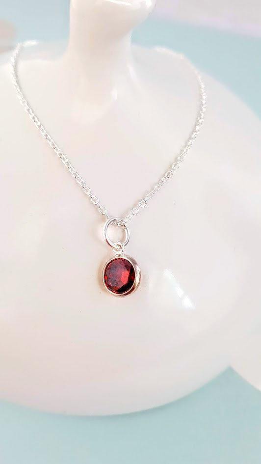 Sterling Silver Ruby Cz Necklace - SKU 206 - Sophellie Jewellery