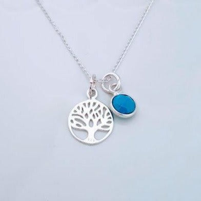 Sterling Silver Family Tree and Gemstone Necklace - SKU 355 - Sophellie Jewellery