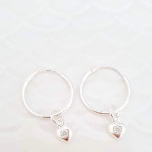 Sterling Silver Crystal Heart Earrings - SKU 370 - Sophellie Jewellery