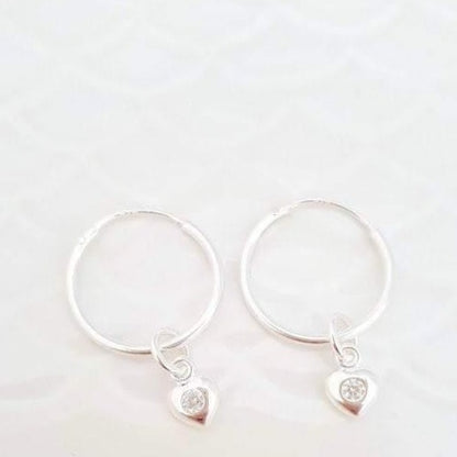 Sterling Silver Crystal Heart Earrings - SKU 370 - Sophellie Jewellery