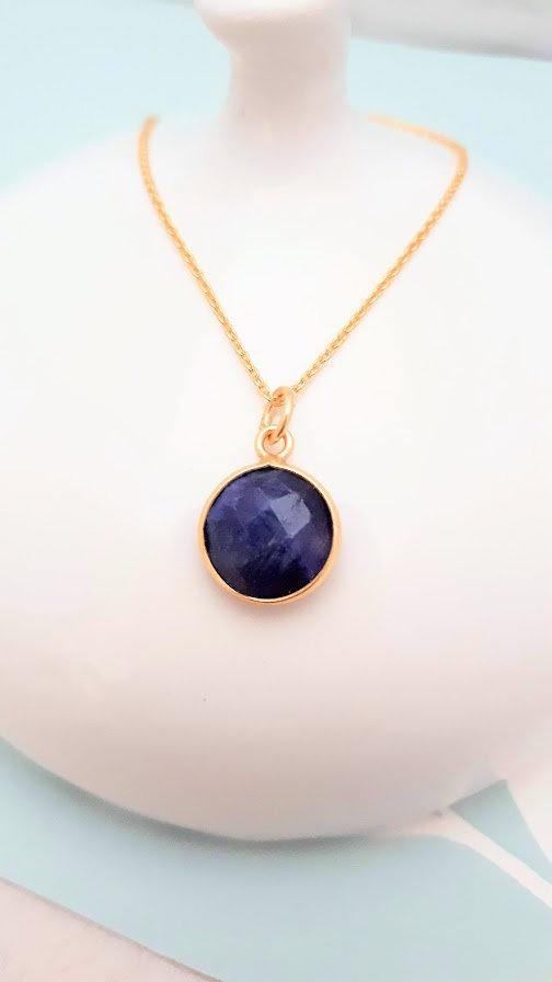 Gold Sapphire Pendant Necklace - SKU 330 - Sophellie Jewellery