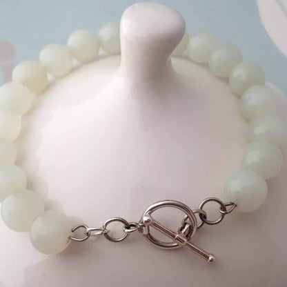 Sterling Silver Green Jade Bracelet - SKU 333 - Sophellie Jewellery