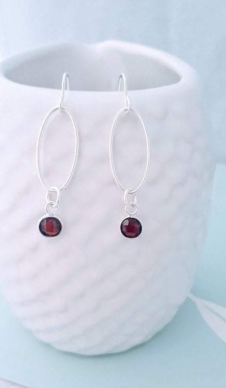 Sterling Silver Long Drop Gemstone Earrings - SKU 350 - Sophellie Jewellery