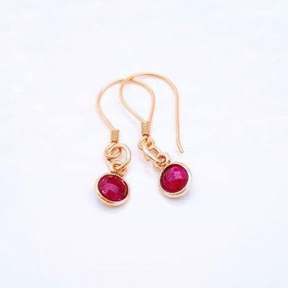 Gold Ruby Dangle Earrings - SKU 381 - Sophellie Jewellery