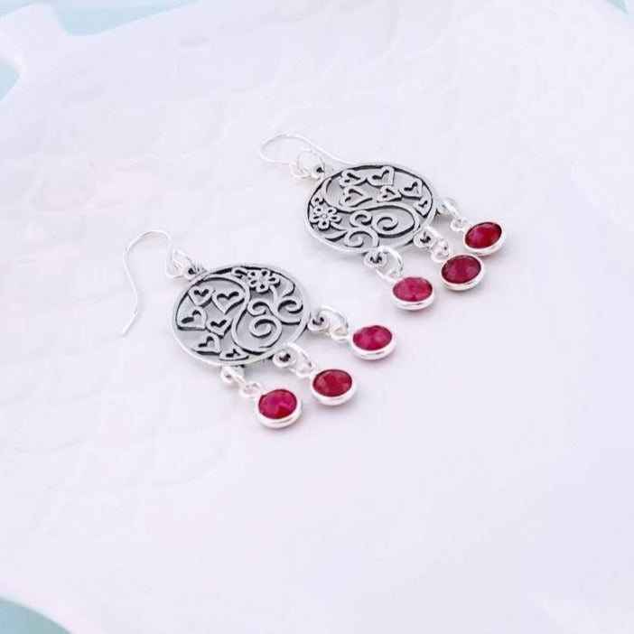 Sterling Silver Ruby Gemstone Earrings - SKU 186 - Sophellie Jewellery