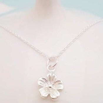 Sterling Silver Flower Pendant Necklace - SKU 400 - Sophellie Jewellery