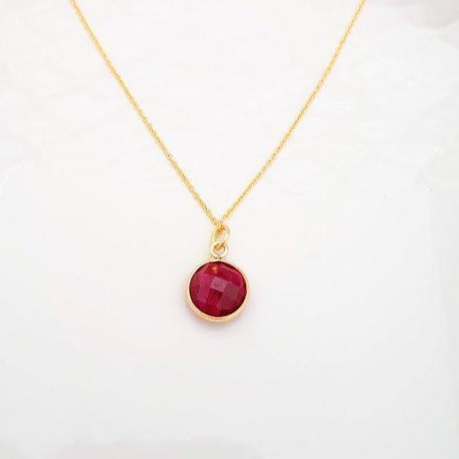 Gold Ruby Pendant Necklace - SKU 385 - Sophellie Jewellery