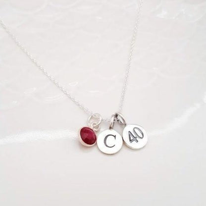 Sterling Silver 40th Milestone Personalised Gemstone Necklace - SKU 398 - Sophellie Jewellery