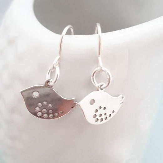 Sterling Silver Bird Drop Earrings - SKU 407 - Sophellie Jewellery