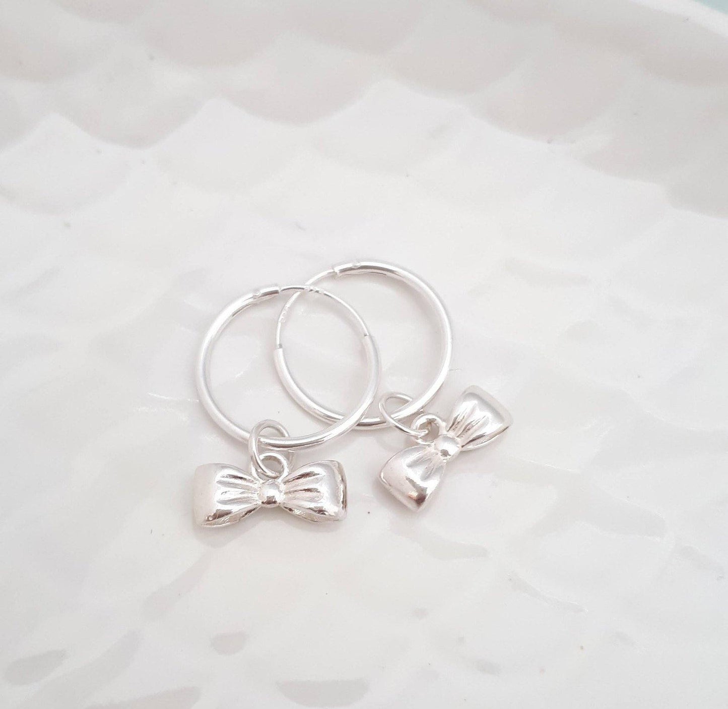 Sterling Silver Bow Hoop Earrings - SKU 429 - Sophellie Jewellery