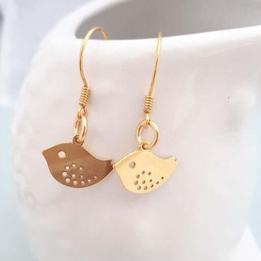 Gold Bird Dangle Earrings - SKU 408 - Sophellie Jewellery