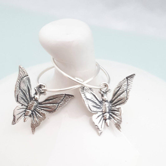 Sterling Silver Butterfly Hoop Earrings - SKU 428 - Sophellie Jewellery