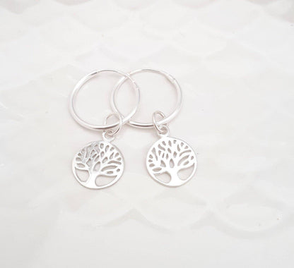 Sterling Silver Tree Of Life Hoop Earrings - SKU 427 - Sophellie Jewellery