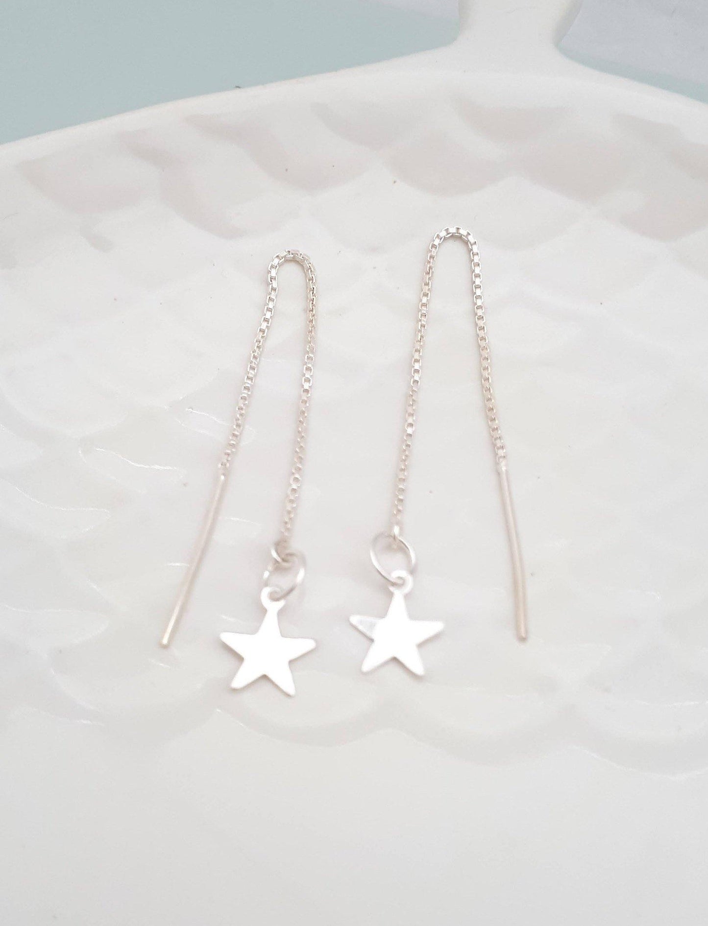 Sterling Silver Star Threader Earrings - SKU 422 - Sophellie Jewellery