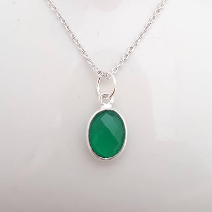 Sterling Silver Green Onyx Gemstone Necklace - SKU 420 - Sophellie Jewellery