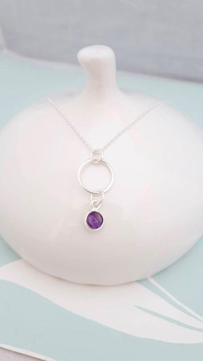 Sterling Silver Amethyst Pendant Necklace - SKU 434 - Sophellie Jewellery