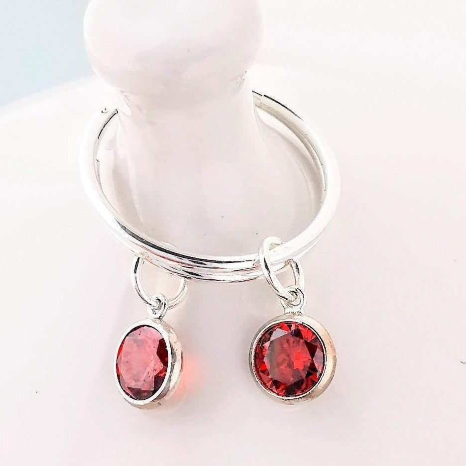 Sterling Silver Ruby Cz Hoop Earrings - SKU 187 - Sophellie Jewellery