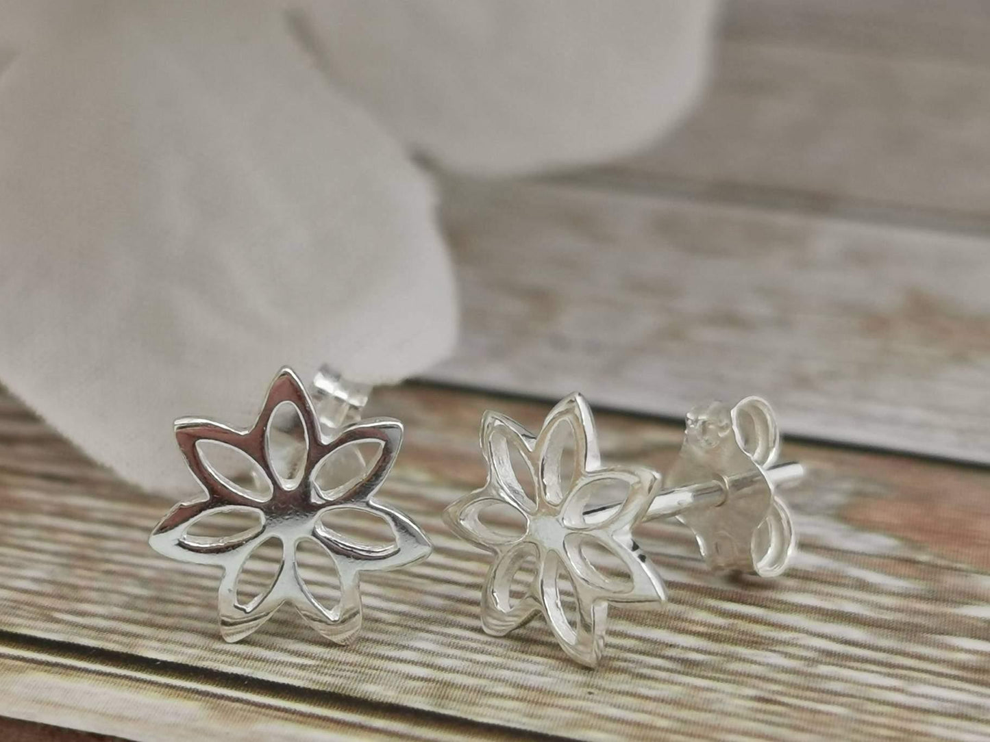 Sterling Silver Flower Stud Earrings - SKU 651 - Sophellie Jewellery