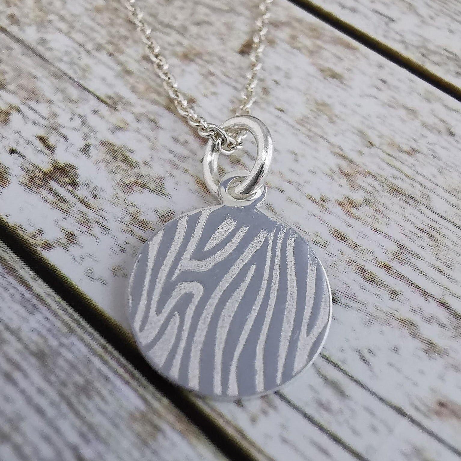 Sterling Silver Zebra Print Pendant Necklace - SKU 465 - Sophellie Jewellery