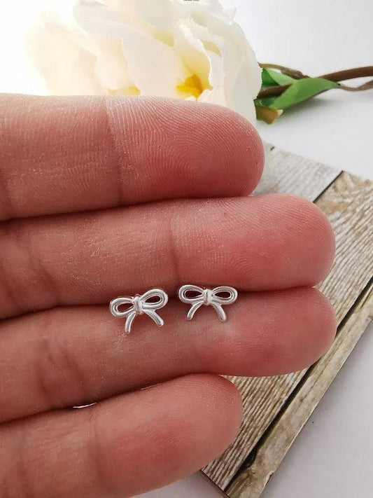 Sterling Silver Bow Stud Earrings - SKU 492 - Sophellie Jewellery