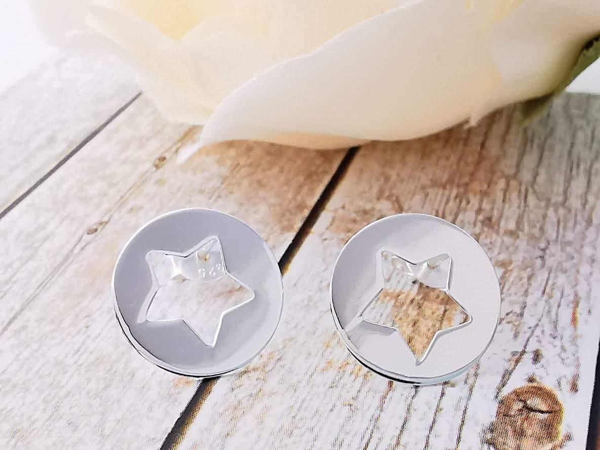 Sterling Silver Star Cut Out Stud Earrings - SKU 491 - Sophellie Jewellery