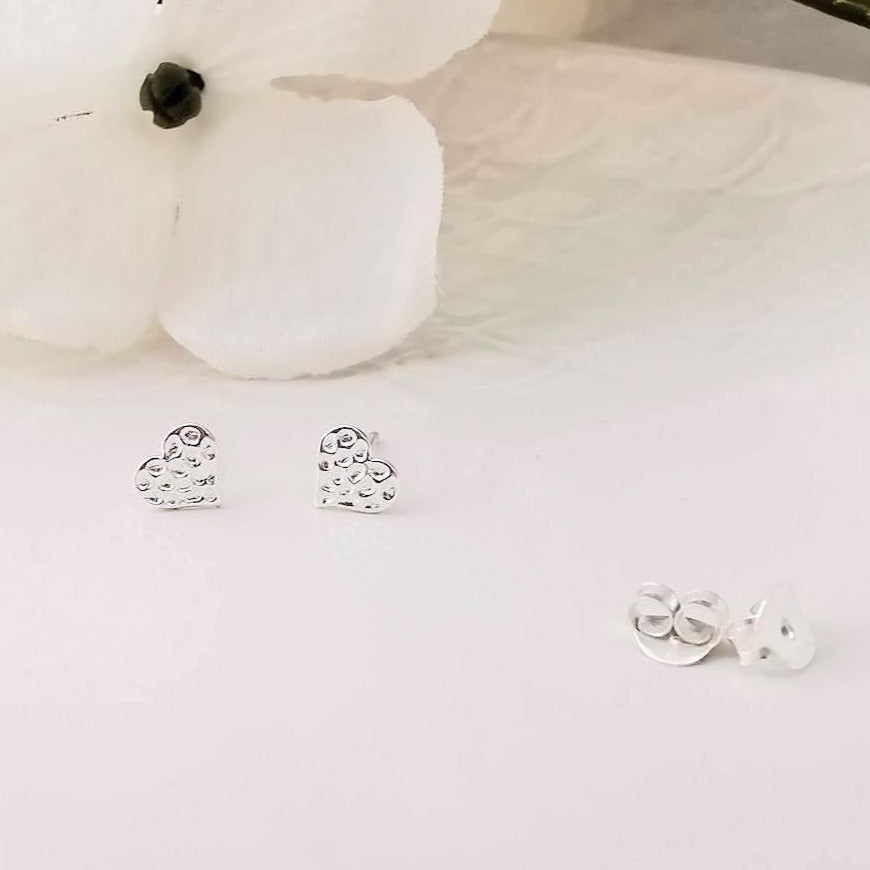 Sterling Silver Dainty Heart Stud Earrings - SKU 510 - Sophellie Jewellery