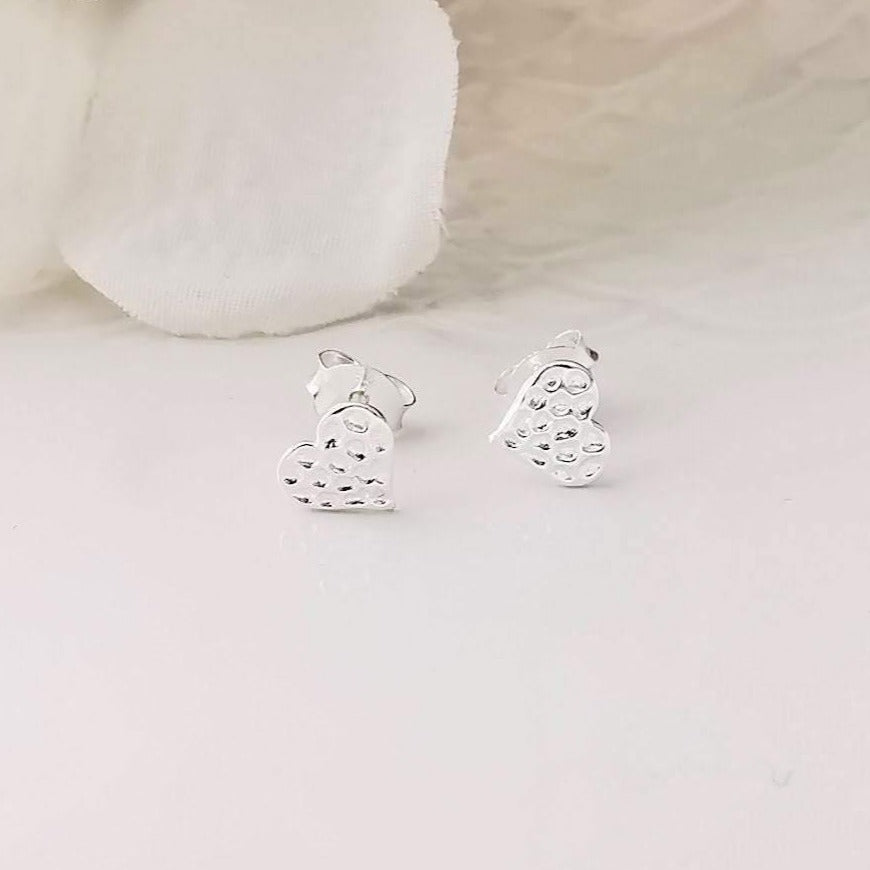 Sterling Silver Dainty Heart Stud Earrings - SKU 510 - Sophellie Jewellery