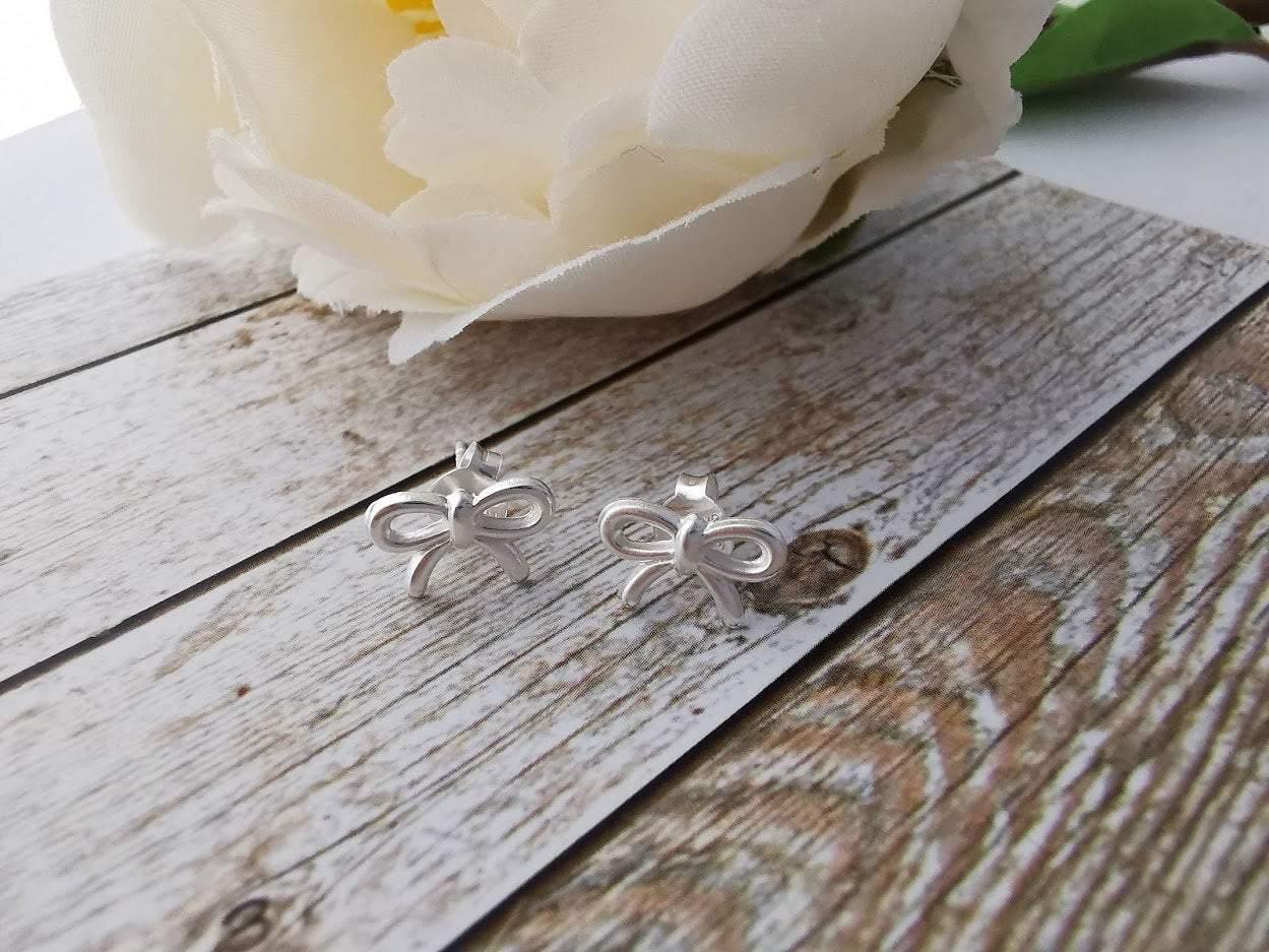 Sterling Silver Bow Stud Earrings - SKU 492 - Sophellie Jewellery