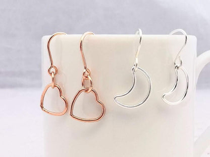 Rose Gold Heart Drop Earrings - SKU 546 - Sophellie Jewellery