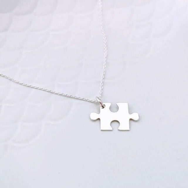 Sterling Silver Puzzle Piece Pendant Necklace - SKU 579 - Sophellie Jewellery